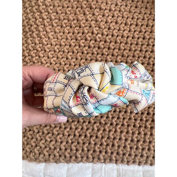 NEW Piggi International Knot Tie Paris Silk Logo Headband Multi Color Pastel main image 6